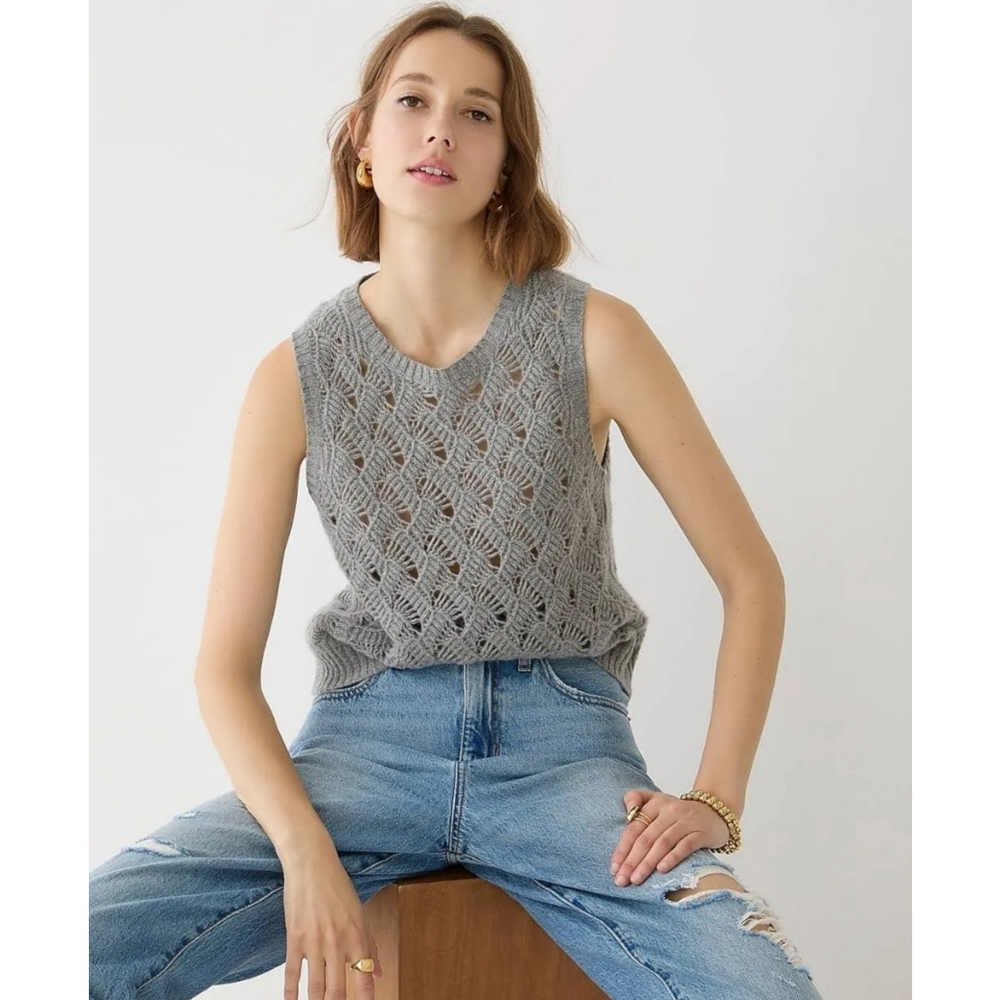 21. J.Crew Cashmere pointelle sweater shell - Picture 3 of 11